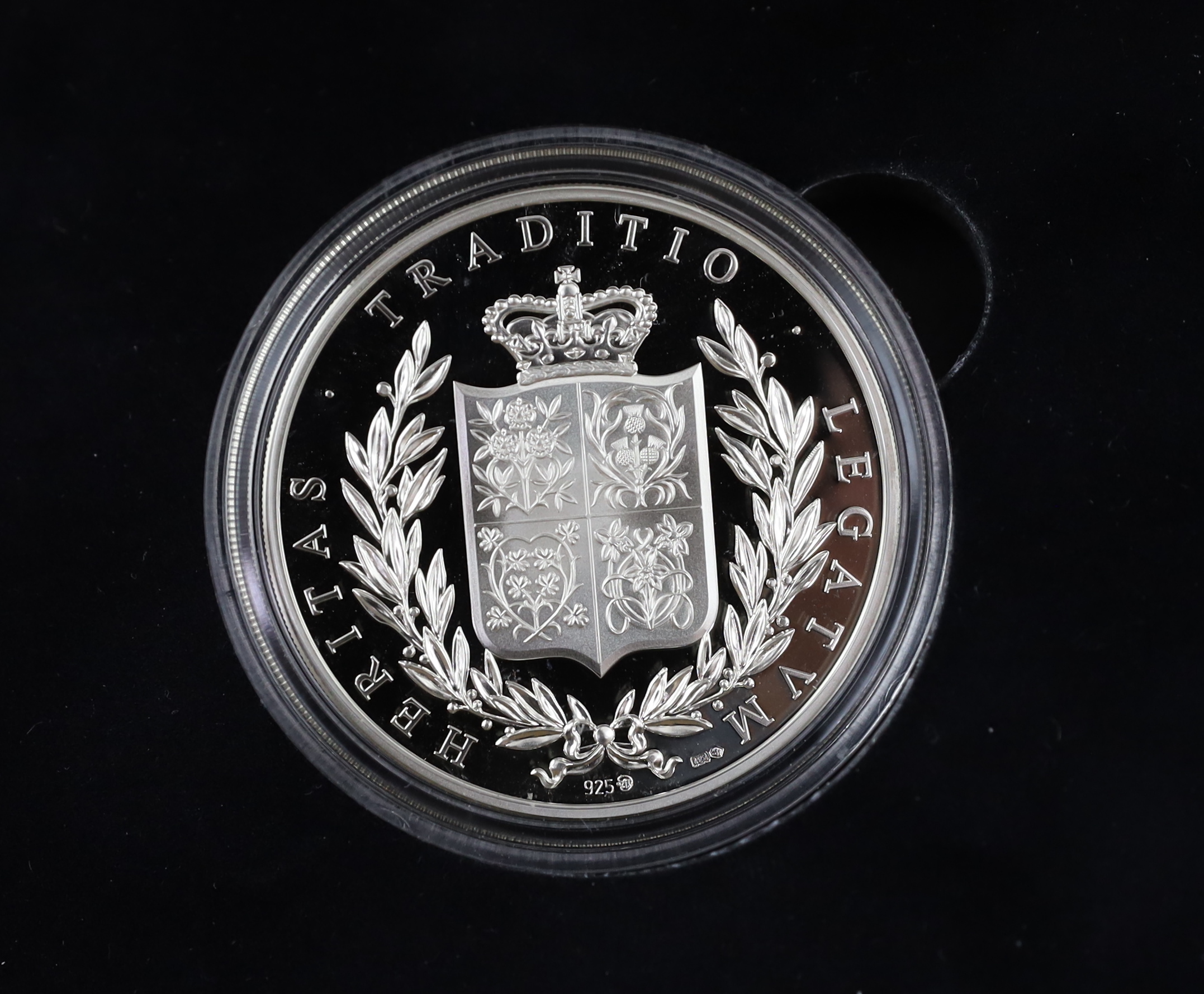 QEII and modern commemorative proof silver coins - Jersey 2014 2oz. ‘100 poppies’ coin, the First World War Centenary 2oz. numisproof, two London Mint 2009 Tristan de Cunha £5 coins, Royal Mint 2009 countdown XXX Olympia